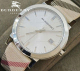 Burberry The City Nova Silver Dial White Leather Strap Watch for Women - BU9022 Authentic Buy Shop Now