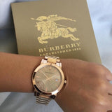 Burberry The City Rose Gold Dial Rose Gold Steel Strap Watch for Women - BU9034 Authentic Buy Shop Now
