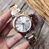 Burberry The City White Dial Gold Steel Strap Watch for Women - BU9103 Authentic Buy Shop Now