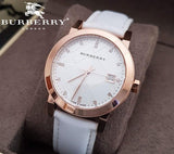 Burberry The City Diamonds White Dial White Leather Strap Watch for Women - BU9130 Authentic Buy Shop Now