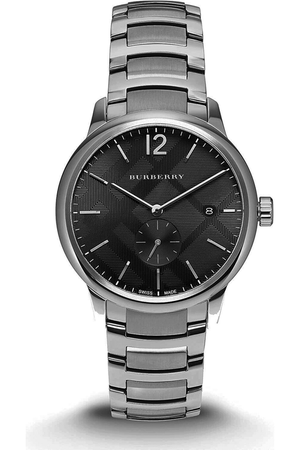 Burberry The Classic Round Black Dial Silver Steel Strap Watch for Men - BU10005 Authentic Buy Shop Now