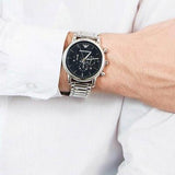 Emporio Armani Luigi Black Dial Silver Steel Strap Watch For Men - AR1894 Authentic Buy Shop Now