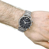 Emporio Armani Luigi Black Dial Silver Steel Strap Watch For Men - AR1894 Authentic Buy Shop Now