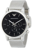 Emporio Armani Classic Chronograph Black Dial Silver Mesh Bracelet Watch For Men - AR1808 Authentic Buy Shop Now