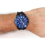 Fossil Garrett Chronograph Blue Dial Black Rubber Strap Watch for Men - FS5695 Authentic Buy Shop Now
