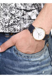 Fossil The Minimalist Slim White Dial Blue Leather Strap Watch for Men - FS5371 Authentic Buy Shop Now
