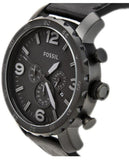 Fossil Nate Chronograph Black Dial Black Leather Strap Watch for Men - JR1354 Authentic Buy Shop Now