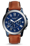 Fossil Grant Chronograph Blue Dial Brown Leather Strap Watch for Men - FS5210 Authentic Buy Shop Now