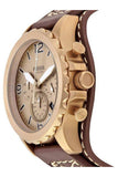 Fossil Nate Chronograph Gold Dial Brown Leather Strap Watch for Men - JR1495 Authentic Buy Shop Now