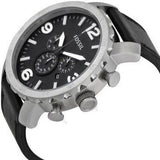 Fossil Nate Chronograph Black Dial Black Leather Strap Watch for Men - JR1436 Authentic Buy Shop Now