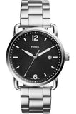 Fossil The Commuter Black Dial Silver Steel Strap Watch for Men - FS5391 Authentic Buy Shop Now