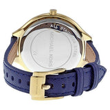 Michael Kors Runway Quartz Gold Dial Blue Leather Strap Watch For Women - MK2285 Authentic Buy Shop Now