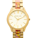 Michael Kors Slim Runway Gold Dial Two Tone Steel Strap Watch for Women - MK4300 Authentic Buy Shop Now