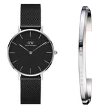 Daniel Wellington Petite Ashfield Black Dial Black Mesh Strap Watch For Women - DW00100202 Authentic Buy Shop Now