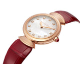 Bvlgari Divas Dream Diamonds Mother of Pearl Dial Red Leather Strap Watch for Women - DREAM102840 Authentic Buy Shop Now
