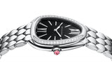 Bvlgari Serpenti Seduttori Diamonds Black Dial Silver Steel Strap Watch for Women - SERPENTI103449 Authentic Buy Shop Now
