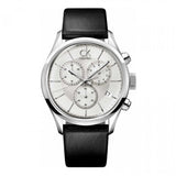Calvin Klein Masculine Chronograph White Dial Black Leather Strap Watch for Men - K2H27120 Authentic Buy Shop Now