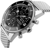 Breitling Superocean Heritage Chronograph 44 Black Dial Silver Mesh Bracelet Watch for Men - A13313121B1A1 Authentic Buy Shop Now