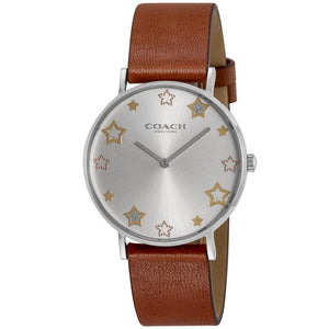 Coach Perry White Dial Brown Leather Strap Watch for Women - 14503242 Authentic Buy Shop Now