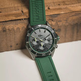 Lacoste Tiebreaker Chronograph Black Dial Green Silicon Strap Watch for Men - 2011153 Authentic Buy Shop Now