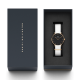 Daniel Wellington Classic Petite Dover Black Dial White NATO Strap Watch For Women - DW00100312 Authentic Buy Shop Now