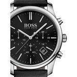 Hugo Boss Time One Chronograph Black Dial Black Leather Strap Watch for Men - 1513430 Authentic Buy Shop Now