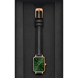 Daniel Wellington Quadro Pressed Melrose Emerald Green Dial Black Leather Strap Watch For Women - DW00100446 Authentic Buy Shop Now