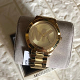 Michael Kors Slim Runway Analog Gold Dial Gold Steel Strap Watch For Women - MK3739 Authentic Buy Shop Now