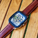Fossil Inscription Automatic Skeleton Blue Dial Brown Leather Strap Watch for Men - BQ2571 Authentic Buy Shop Now
