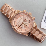 Michael Kors Ritz Chronograph Rose Gold Dial Rose Gold Steel Strap Watch for Women - MK6357 Authentic Buy Shop Now
