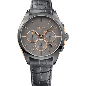 Hugo Boss Onyx Grey Dial Black Leather Strap Watch for Men - 1513366 Authentic Buy Shop Now