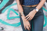 Guess Interpid White & Rose Gold Dial Blue Silicone Strap Watch For Women - W0325L8 Authentic Buy Shop Now