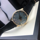 Gucci G Timeless Quartz Blue Dial Black Leather Strap Watch For Men - YA1265018 Authentic Buy Shop Now