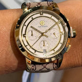 Tory Burch The Tory Chronograph White Dial Maroon Jacquard Strap Watch for Women - TBW1051 Authentic Buy Shop Now