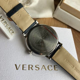 Versace Menifesto Quartz Blue Dial Blue Leather Strap Watch For Men - VBQ01017 Authentic Buy Shop Now
