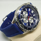 Fossil Garrett Chronograph Blue Dial Blue Rubber Strap Watch for Men - FS5709 Authentic Buy Shop Now