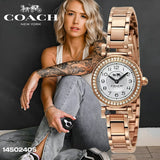 Coach Madison Crystals White Dial Rose Gold Steel Strap Watch For Women - 14502405 Authentic Buy Shop Now