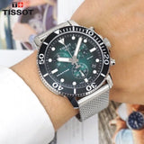 Tissot Seastar 1000 Chronograph Green Dial Silver Mesh Bracelet Watch For Men - T120.417.11.091.00 Authentic Buy Shop Now