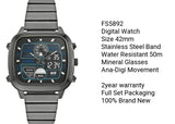 Fossil Retro Analog-Digital Black Dial Grey Steel Strap Watch for Men - FS5892 Authentic Buy Shop Now