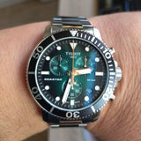 Tissot Seastar 1000 Chronograph Green Dial Silver Steel Strap Watch For Men - T120.417.11.091.01 Authentic Buy Shop Now