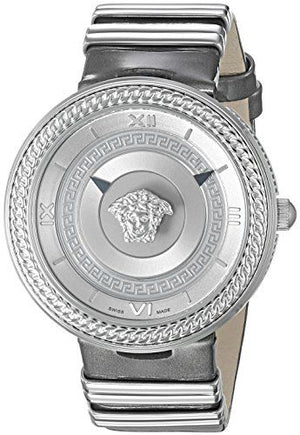 Versace V Metal Icon Silver Dial Silver & Grey Strap Watch for Women - VLC120016 Authentic Buy Shop Now
