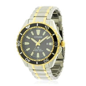 Citizen Eco Drive Promaster Diver Black Dial Two Tone Steel Strap Watch For Men - BN0194-57E Authentic Buy Shop Now