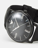Emporio Armani Minimalist Analog Black Dial Black Leather Strap Watch For Men - AR11573 Authentic Buy Shop Now