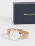 Daniel Wellington Classic Petite Melrose White Dial Rose Gold Mesh Bracelet Watch For Women - DW00100163 Authentic Buy Shop Now