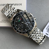 Emporio Armani Team Italia Chronograph Black Dial Silver Steel Strap Watch For Men - AR5983 Authentic Buy Shop Now