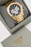 Guess Trophy Diamonds Black Dial Gold Steel Strap Watch for Men - GW0390G2 Authentic Buy Shop Now