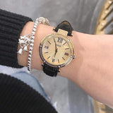 Guess Park Avenue Quartz Gold Dial Black Leather Strap Watch For Women - W0838L1 Authentic Buy Shop Now