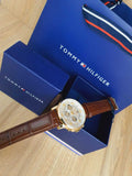 Tommy Hilfiger Keagan Quartz Silver Dial Brown Leather Strap Watch for Men - 1791291 Authentic Buy Shop Now