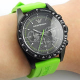Emporio Armani Sports Analog Black Dial Green Rubber Strap Watch For Men - AR6115 Authentic Buy Shop Now
