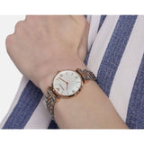 Emporio Armani T Bar Gianni Classic Mother Of Pearl Dial Two Tone Steel Strap Watch For Women - AR1683 Authentic Buy Shop Now
